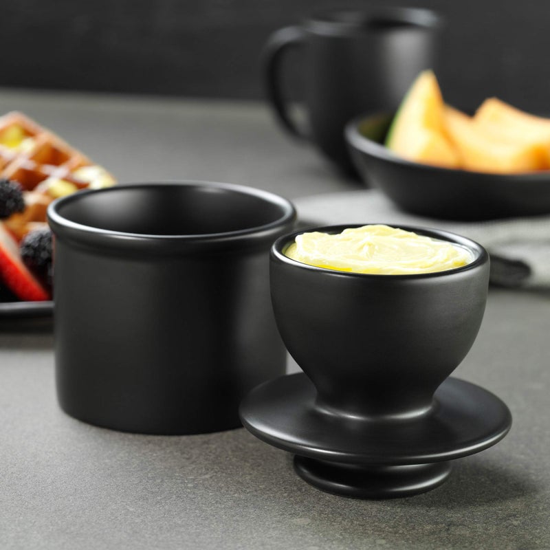 Butter Bell - The Original Butter Bell Crock by L. Tremain, a Countertop French Ceramic Butter Dish Keeper for Spreadable Butter, French Ceramic Butter Dish Keeper, Specialty (Matte Black) - Image 2